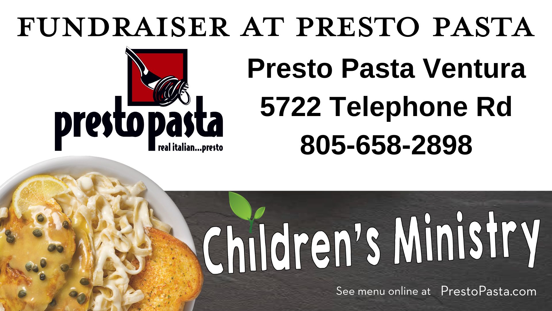 Presto Pasta Fundraiser  April 24, 2024