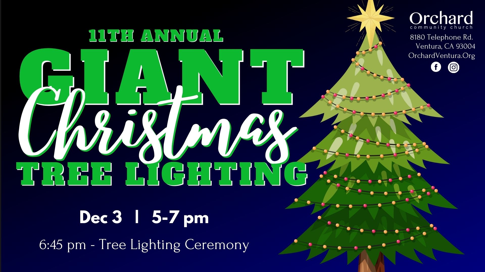 Giant Christmas Tree Lighting - December 3, 2023 5-7 pm